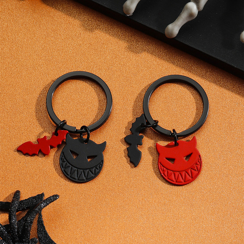 Wholesale Halloween Bat Couple Zinc Alloy Keychain